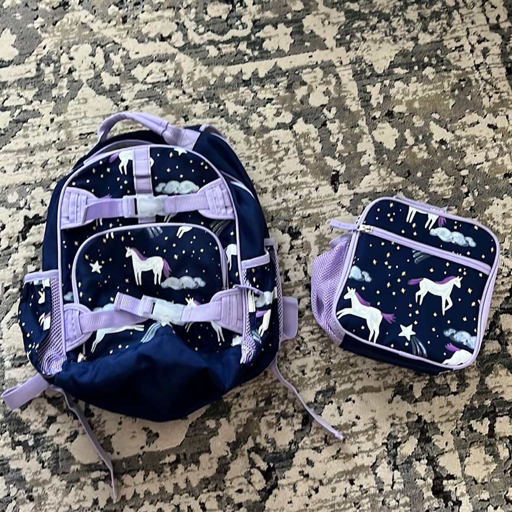 Pottery Barn Kids Unicorn Glow in the Dark Mackenzie Lrg Backpack and Lunch Box